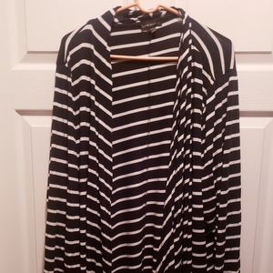 Lane Bryant, open-front overpiece, 26/28, black and white stripe